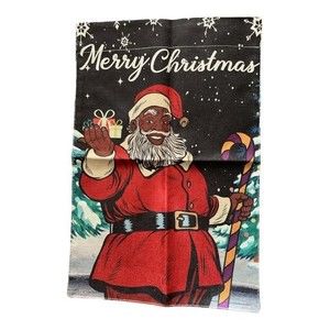 African American Black Santa Garden Flag - 12.5 x 19.75 inches